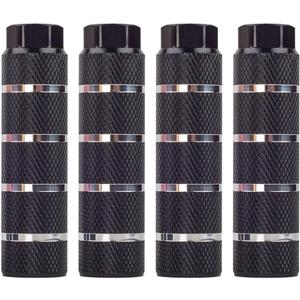 Bike Pegs 4Pcs Aluminum Alloy Anti-Skid Lead Foot Bicycle Pegs 3/8 inch Axles (Black4 strip)