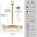 31.5" 12-Light Modern Crystal Chandelier Light Fixtures 3 Rings Gold Luxury Chandeliers for Living Room Glam Round Hanging Ceiling Pendant Lighting for Entryway Kitchen Bedroom Dining Room, Diameter 31.5", 12-Light