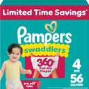 Pampers Diapers - Swaddlers 360 - Size 4, 56 Count, up to 100% Leakproof Comfy Dry Fit, Designed for Easy Changes, Pull On Baby Diaper 