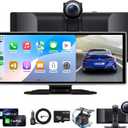 Wireless Portable Carplay Screen for Car, 11.26 inch A-pple Carplay & Android Auto HD Touchscreen with 4K Dash Cam, 1080P Backup Camera, GPS Navigation, Bluetooth, Siri, FM, Mirror Link