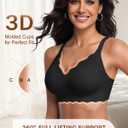 2 Pack Wireless Jelly Bras for Women Seamless Support (Black, Large)