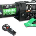 TYT 3000 lb ATV Winch, 12V DC Electric Winch with Wireless Remote and Wired Switch, 1/5"x 32FT Synthetic Winch Rope with Fairlead and Winch Mounting Plate