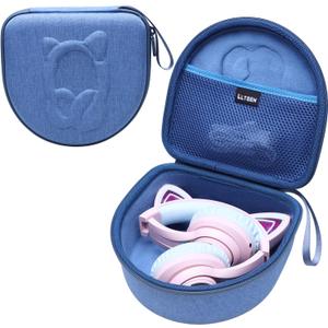 L LTGEM Kids Headphones Case Compatible with iClever BTH13 / HS01 / HS20 and Riwbox CT-7 / CT-7S / CF9 and ONITOO B90 Cat Ear Kids Headphones, Blue (Case Only)