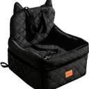 Dog Car Seat for Small/Medium Dogs Up to 35lbs,Elevated Cushion Fits in Front/Back Seat,Travel Safety Per Car Bed with Washable Removable Cover, Storage 2 Pockets Black