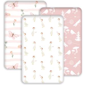 Bedside Sleeper Bassinet Fitted Sheets 20 x 33, 3 Pack Baby Delight Beside Me Dreamer,Babybond,Jimglo,koola,cowiewie,fodoss, Dream On Me Baby Square Bassinet, Pink Animal