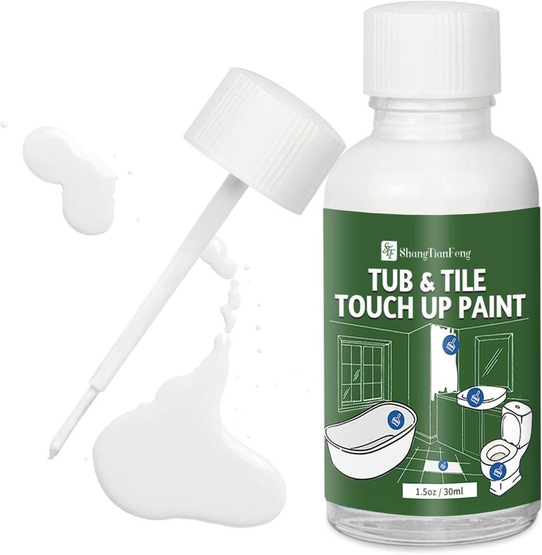 2 x Touch Up Paint White tile paint porcelain repair kit Specialty Tub and Tile , High-Gloss White bathtub, Quick-Dry Porcelain Paint for Scratches & Chips on Porcelain, Acrylic, Enamel, Cast Iron, Tubs, Tiles, Sinks Wooden furniture and Toilets
