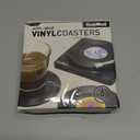 Funny Retro Record Coasters for Drinks with Vinyl Player Holder - Set of 6 Coaster White Elephant Gifts for Music Lovers, Conversation Piece Sayings,Housewarming Hostess Wedding Registry Gift Ideas