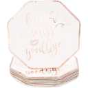 BLUE PANDA Bachelorette Party Plates - Kiss the Miss Goodbye, Rose Gold, 48 Count