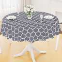 Smiry Round Plastic Table Cloth, Waterproof Vinyl Tablecloth with Flannel Backing for Round Tables, Wipeable & Spillproof for Dining, Camping, Indoor and Outdoor (60" Round, Grey)