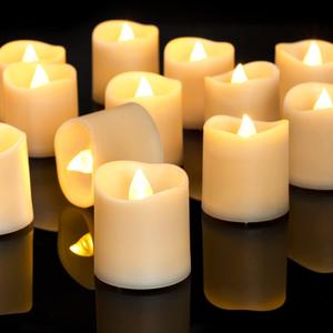 Homemory 50Pack Flameless LED Votive Candles, 200+Hour Lasting Electric Fake Candles, Battery Operated Tealights in Warm White for Wedding, Proposal Anniversary, Romantic Decor (Ivory Base)