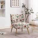 Container Furniture Direct Thia Armless Accent Chair for Living Room, Elegant Seat with Nailhead Trim, Gold Metal Legs and Comfortable Curved Back, 28" D x 25" W x 29.5" H, 03 Floral Print