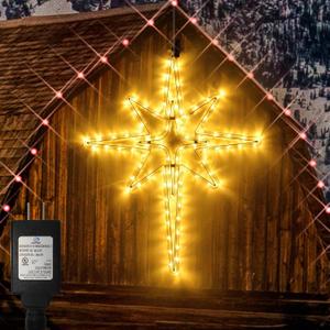 22" Bethlehem Star Outdoor Christmas Lights 90 LEDs Christmas Tree Lights Hanging Lights Mains Powered Polaris Christmas Decorations,Star of Bethlehem Lights for New Year Holiday Wedding Party Decor (Warm White)