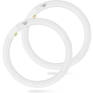 (2 Pack) FC12T9/DX 32 Watts 12 Inch T9 Round Fluorescent Circular Light Bulb, Daylight-6500K, FC12T9/DL 2100 Lumens G10Q 4-Pin Base 32W Circline Ceiling Lights