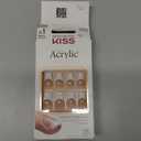 KISS Salon Acrylic French Nail Manicure Set, Medium Length, Square, Je T'aime, Nail Kit Includes Pink Gel Nail Glue (Net Wt. 2 g / 0.07oz.), Mini File, Manicure Stick, and 28 Fake Nails