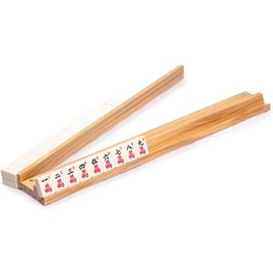 Yellow Mountain Imports 18-Inch Natural Pine Wooden Mahjong Racks with Pushers - Set of 4 (Racks with Pushers Only), 18.2 X 2.4 X 1 Inches