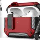 Meliya for AirPods Pro 2nd/1st Generation Case Cover with Cleaner Kit & Keychain, Automatic Pop-up Full Protection Hard Protective Case with Secure Lock for Apple AirPods Pro 2 (2023/2022/2019) (Black Red)
