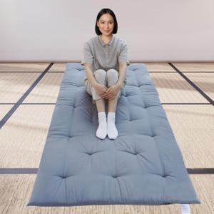 Japanese Futon Floor Mattress, Folding Tatami Mat Sleeping Pad,Roll Up Kids Floor Lounger (Twin, Grey)