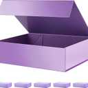 PACKHOME 6 Large Gift Boxes 13.5x10x3.5 Inches, Sturdy Shirt Boxes with Magnetic Lids for Multiple Occasions (Glossy Purple)