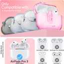 Clear Case for AirPods Pro 3 Case Cover with Safety Lock,Soft TPU Cover with Phone Stand & Cleaning Kit,Cute Bling Keychain for Women Girls-Clear Pink