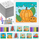  72pcs 4.7'' Fall Puzzles Bulk for Kids 48 Thanksgiving Jigsaw Puzzles and 24 Colorful Pens Color Your Own Jigsaw DIY Paper Craft Kit for Toddler Children Education Toy Autumn Party Favor Gift