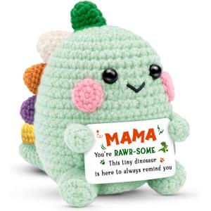 2 x KILYHOME Gifts for Mom from Daughter Son Husband – Cute Dinosaur Crochet Plush for Mama, Funny “Mama You’re RAWR-Some” Gift, Handmade Birthday Gift for New Mom, Small Desk Decor Keepsake