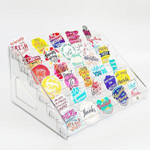 Card Display Stand, Acrylic Risers Greeting Card Display Sticker Holder, 7-Tier Clear Acrylic Shelves for PSA Graded Card,Baseball Sports Card and Postcard Sticker Display (Pack of 1)