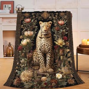 Leopard Throw Blanket Cheetah Fleece Blanket Fuzzy Plush Super Soft Cozy Warm Stuff Bedding Animal Blankets Gifts for Boys Girls Kids Adult Men Women 40"x50."