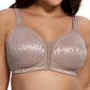 Deyllo Women's Full Coverage Plus Size Comfort Minimizer Bra Wirefree Non Padded Coffee 38B