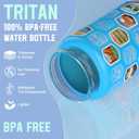 National Parks Water Bottle with 63 Waterproof Stickers & Carry Strap, Durable Plastic Water Bottle 32oz Hiking Water Bottles for Travel, Camping, Gifts for Kids, Men, Women Tritan, BPA Free