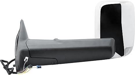 Driver Left Side Door Towing Mirror Chrome Back Cover Power and Heated Glass with Turn Signal Light and Puddle Light Manual Folding and Temperature Sensor For Ram 1500 2500 3500 2009-2018