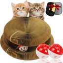 Boopz Ball for Cats, 2025 New Cat Scratching Board with Bell-Ball, Foldable Magic Organ Cat Scratcher, Flexible Cats Scratcher, Easy to Assemble, No Noise (1 PC+2 Balls)