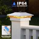 APONUO Solar Post Cap Lights Color Changing 6 Pack - RGB 8 Solid & Gradient Colors, IP65 Waterproof, for 4x4 5x5 6x6 Wood Vinyl Fences, Deck, Patio, Yard (White)