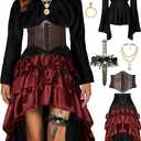 CICOCI Pirate Costume Women Outfits Renaissance Corset Steampunk Skirt Top Pirate Accessories Full Halloween Costume M