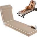 Chaise Lounge Cushions Outdoor 80x26x4 Inch, Patio Lounge Chair Cushions w/High Density Foam, 4 Inch Pool Lounger Cushion w/Removable Cover Handles, Fits Poolside Patio Outdoor Furniture, Khaki