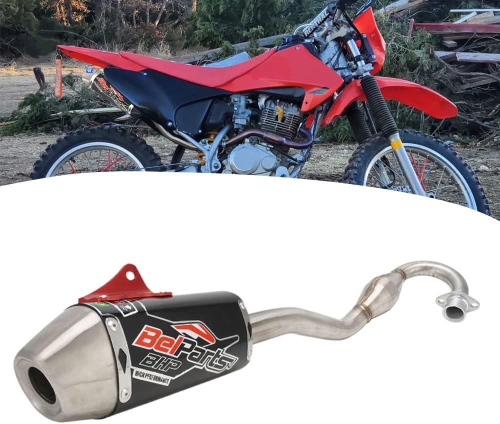 JFG RACING Dirt Bike Exhaust,Slip On Exhaust Muffler Pipe Full Kit for CRF230F 2003-2017-Black