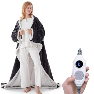 Westinghouse Electric Snuggle Throw Blankets with Foot Pocket, Wearable Heated Blanket with Sleeves, 6 Heating Levels & 2 to 10 Hours Heating Time Settings, 50 * 70"+18", Grey