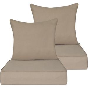 22x24 Outdoor Cushions,Outdoor Deep Seat Cushion Set,Olefin Fabric Patio Furniture Cushions,Deep Seat Bottom and Back Cushion for Chair,Sofa, and Couch,Tan (Set of 2 Seats,2 Backs)