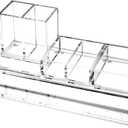 Clear Acrylic Desk Organizer 4-Piece Desk Kit + Free Complimentary Acrylic Ruler, Desktop Organization for Office or Home