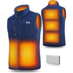 Heated Vest with Battery Pack, Warming Fleece Electric Vest for Men, Men's Heated Vests Rechargeable (Large, Blue)