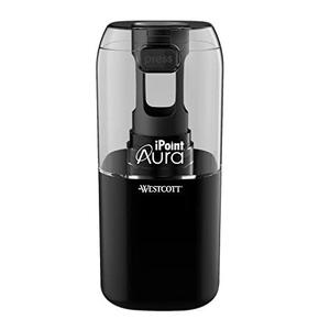Westcott iPoint® Aura Battery Pencil Sharpener, Assorted Colors (17319) Pack of 1, Black