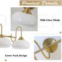 KCO Lighting Milk Glass Bathroom Vanity Light Gold White Globe Sconce 3 Light Vanity Light Fixture Brass Gooseneck Wall Sconce Mid Century Modern Wall Light, 29.5" x 14" x 9.6"