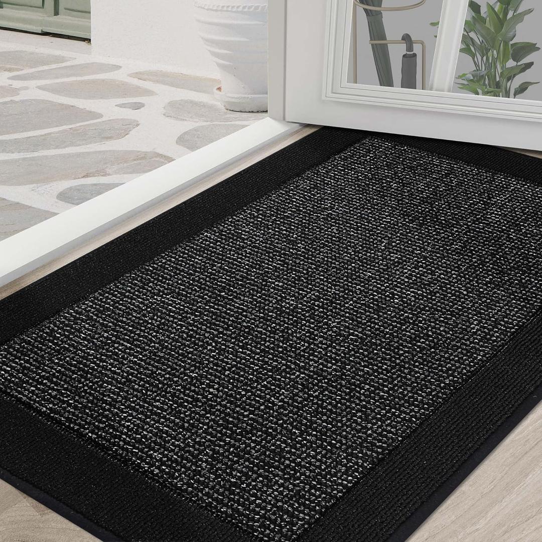 BEQHAUSE Indoor Door Mat 36" x 60", Dirt Trapper Door Mats Non-Slip Entryway Rugs Washable, Resist Dirt Absorbent Welcome Mat, Low Profile Floor Mats for Front Back Door and Entryway, Black