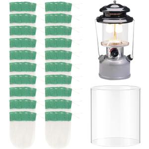 20-Pack Propane Lantern Mantles with Clear Glass Globe  U-Shape Replacement Parts for Coleman Fuel Lanterns, Perfect for Outdoor Camping