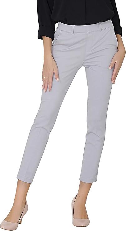 Mary Crafts Womens Comfort Stretch Fabric Slim Fit Pants, Dove Grey, 12