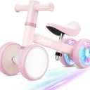 Liberry Baby Balance Bike with Light Up Wheels Age 1 2 3 Years Old, No Pedal 4 Silence Wheel Toddler Bike, First Baby Riding Toy Birthday Christmas Gift for Boys Girls (Pink)