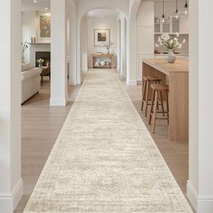 Soalmost Washable 3x20 Hallway Runner Rug Non-Slip Kitchen Entry Rugs Beige