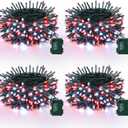 Lomotech Battery Operated Christmas Lights - 4 Pack Total 66ft 200LEDs String Lights 8 Modes Waterproof with Timer for Home, Garden, Party, Holiday, Tree Decoration (Green Wire, Red & White