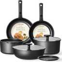 CAROTE Pots and Pans Set Non Stick, Cookware Set Detachable Handle, Nonstick Induction Kitchen Sets Non Stick with Removable Handle, RV Cook Ware, Oven Safe, Black (11 pcs Granite Set)