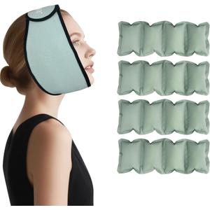 Wisdom Teeth Ice Pack Head Wrap for TMJ Pain Relief, Oral Surgery Recovery, Face & Jaw - Reusable Hot & Cold Therapy with 4 Gel Packs for Dental Implant, Tooth Extraction, SwellingPea Green
