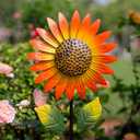 Viveta 2Pack Metal Sunflower Wind Spinner Outdoor,Kinetic Decorative Wind Sculpture wtih Sturdy Stake,Pinwheels for Yard and Garden